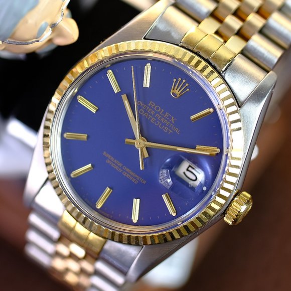 Rolex Men's Datejust 2tone 36mm Factory Blue Dial - Picture 3 of 10
